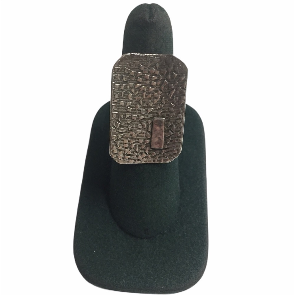 Large Rectangular Flat Sterling Silver Band Ring - image 2